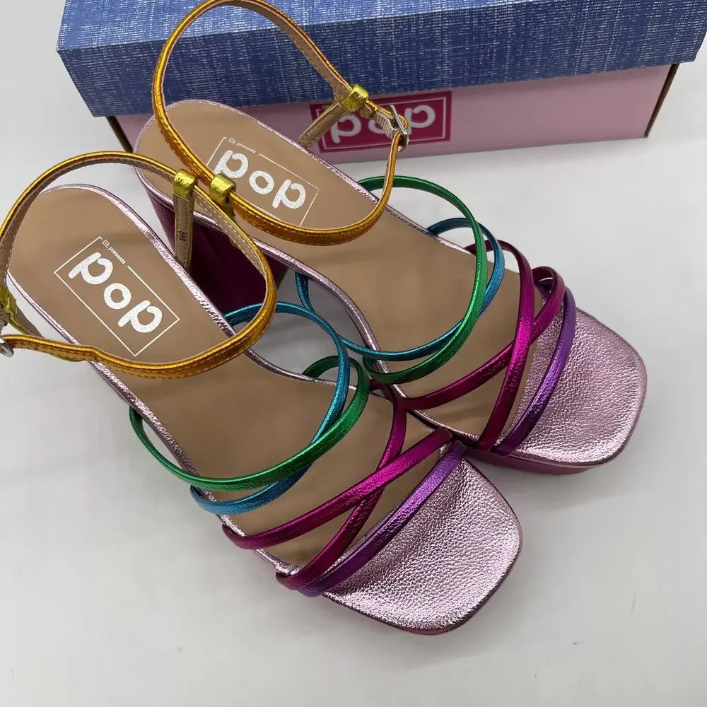 Pop Womens Kallie Heeled Sandals Pink Fuschia Multicolor Size 8M - Picture 4 of 9